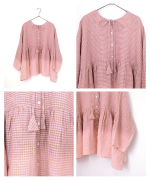 リネンギンガムチェック　2wayブラウス